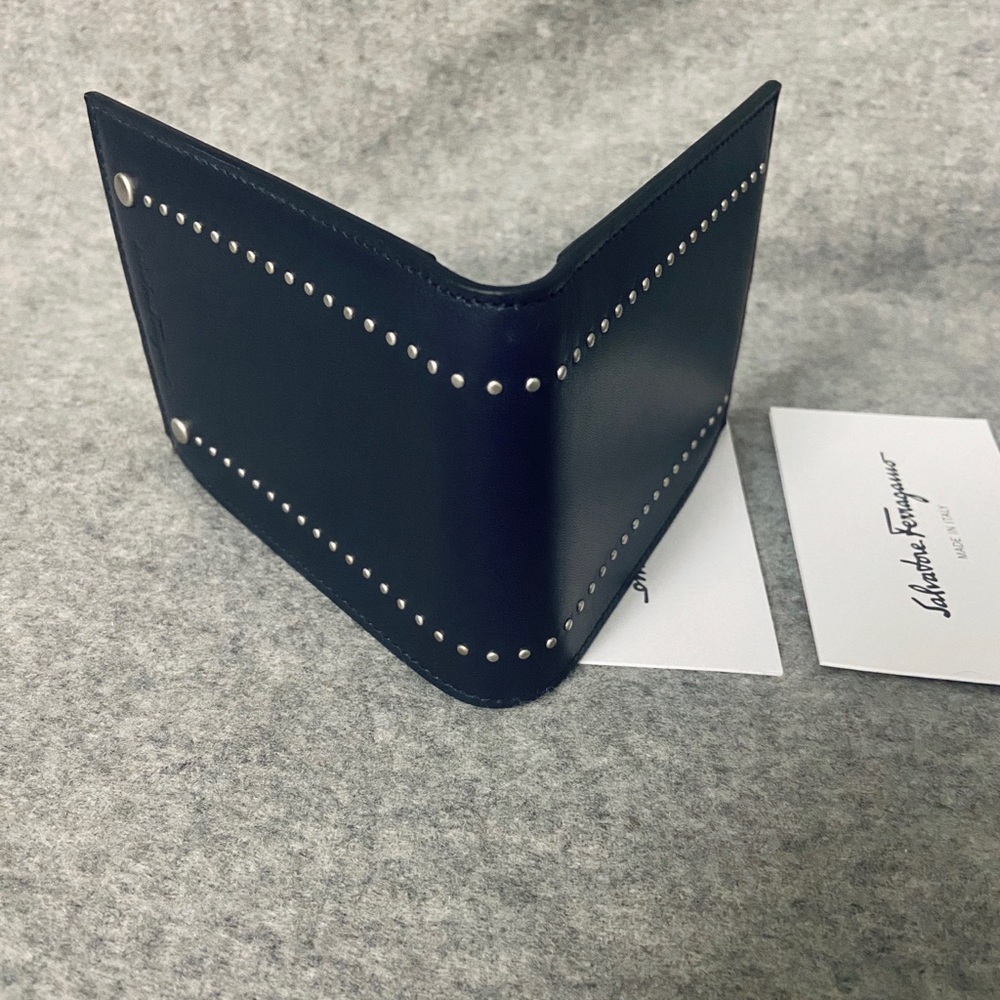 SOLD NWT Ferragamo Bifold Wallet Leather studded - Picture 4 of 8